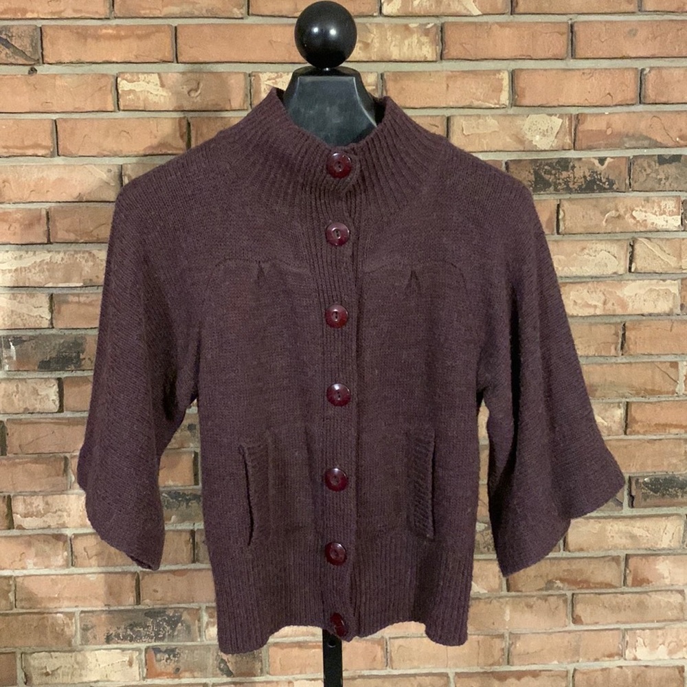Made in Italy Sweater Cardigan 3/4 wide sleeve button down size medium